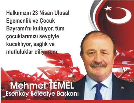 Baþkan Mehmet Temel in 23 Nisan mesajý